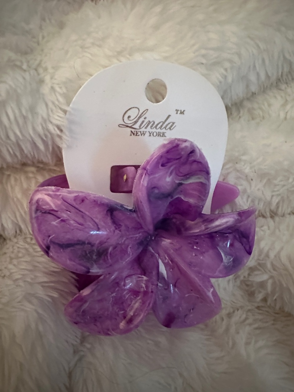 Linda New York Purple Marbled Flower Hair Clip